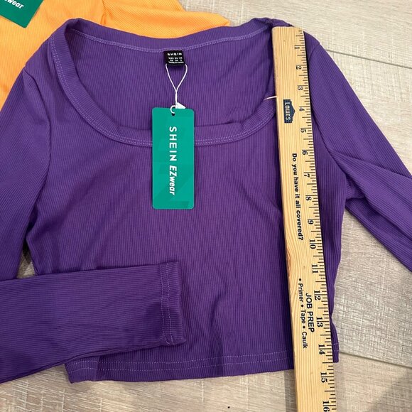 SHEIN WOMENS LONG SLEEVE SHIRTS NEW PURPLE AND YELLOW XS - Picture 3 of 7